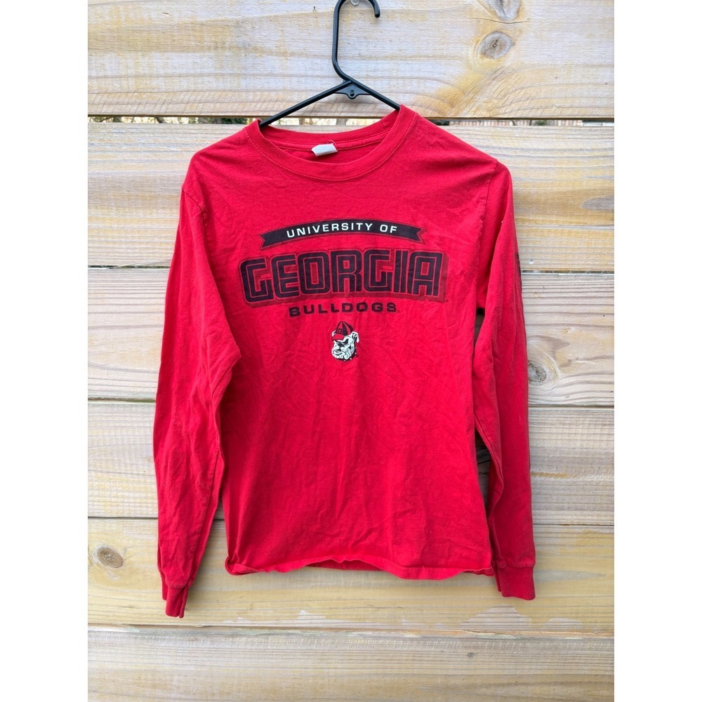 Hanes University of Georgia Bulldogs Long Sleeve Graphic T-Shirt Red Mens Small